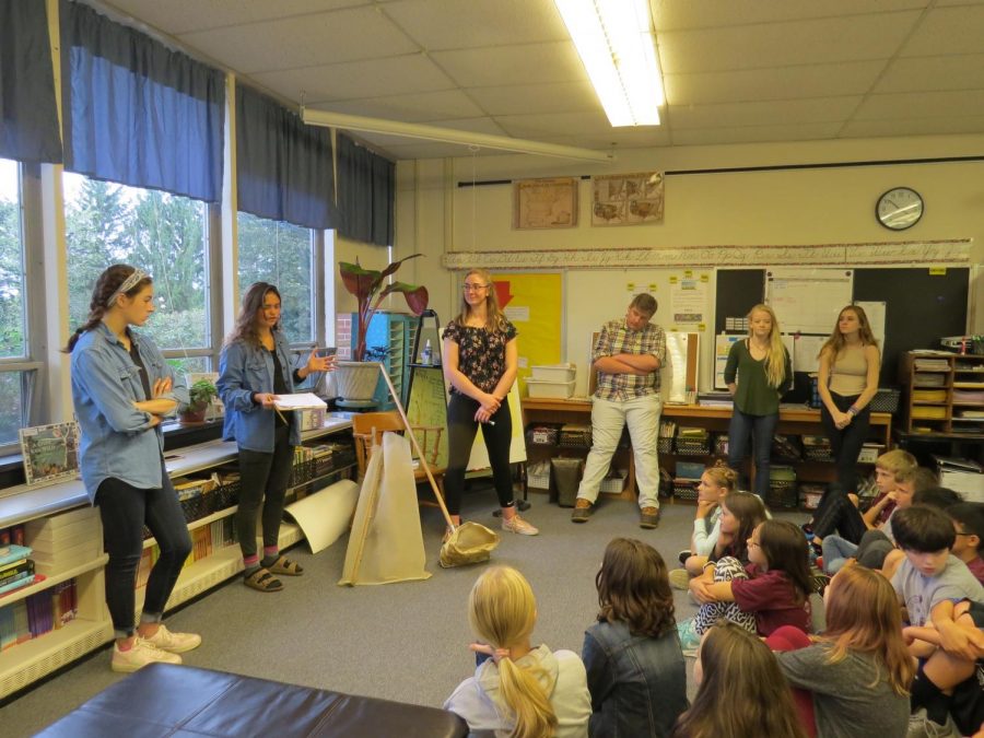 Students in Environmental Club educate fifth graders at Houserville Elementary about water quality. The children were very enthusiastic about the lesson. Our whole goal is to inform them about their environment. Since it is obviously a large part of their lives, we feel they should be educated on what is around them, said Environmental Club advisor Susan Braun.