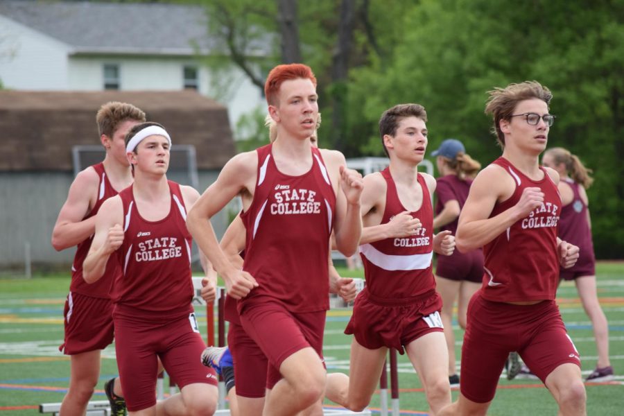 State High track team races to victory in the boys mile. Ethan Morningstar, freshman, PRed and made his season goal as well. “Im really happy that I was able to break 5 minutes after a great season with a great team, Morningstar said.