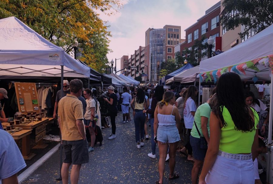 Many different people walk and shop at vendors booths. “I’ve walked by Pop-Up Avenue a couple times but this is the first time I’ve spent time looking at the vendors,” Sarah Koenig, a State College resident, said. Pop Up Avenue took place September 28th. 