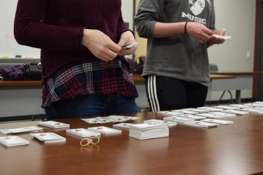 The “My Mental Health Club” prepares crisis cards and SAP treats during the year for their annual distribution. These items will be passed out to students, providing national and local crisis lines. 
