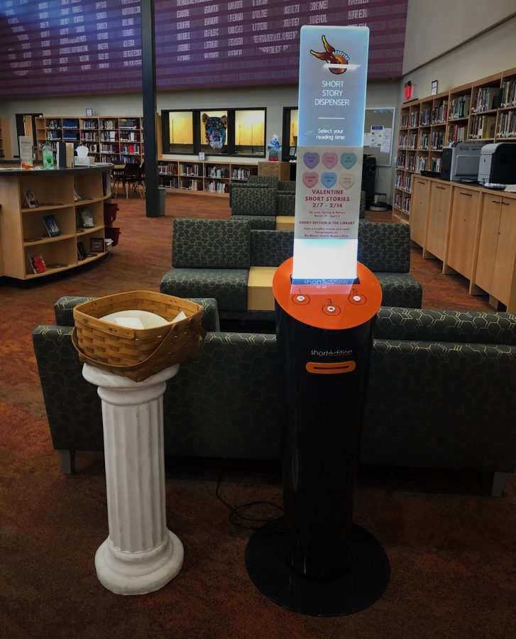 The short story dispenser prints a variety of short stories for State High’s enjoyment and currently stands at the front entrance to the library. “The dispenser is a great option for students to use for a mindful moment and to relieve some stress,” State High counselor Suzanne Lyke said. Stop into the library today to read your own short story. 