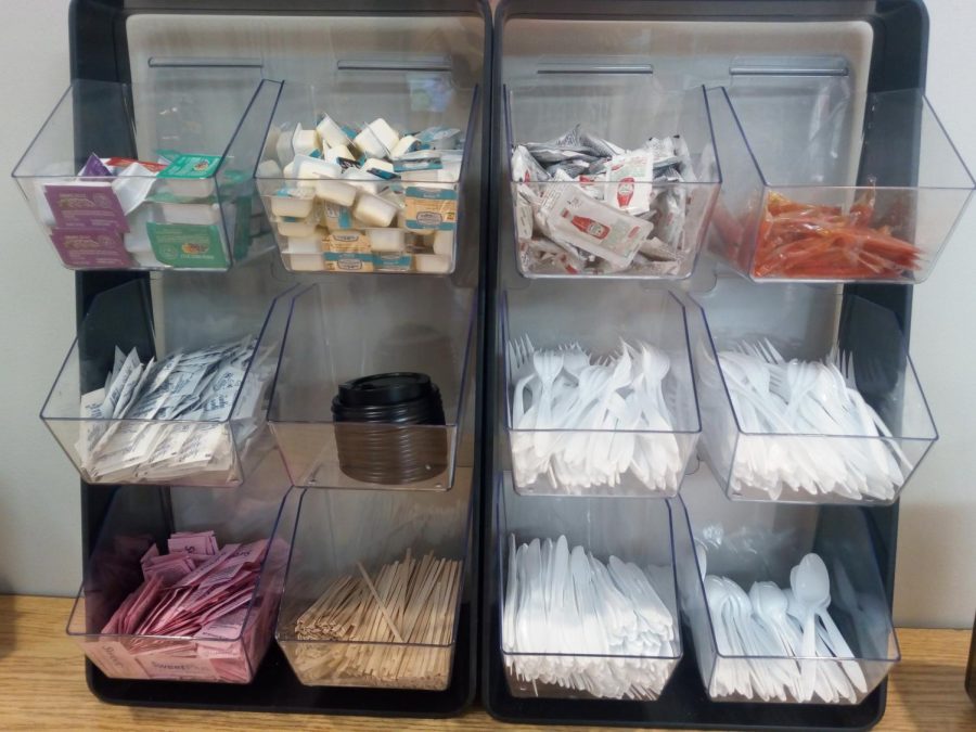 ”We provide both silver and plastic utensils because students, and probably teachers too, throw them into the trash,” Theresa Ganow, supervisor for the food service program, said.