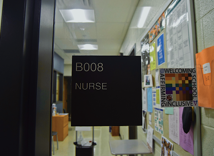 Outside the school nurses room in State College PA, taken Thursday, Aug. 31, 2020. School nurse Ms. Wagner cares for State High students in the nurse room, as she has for the past 12 years of her career.