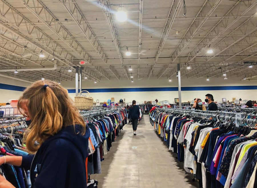 Inside the newly moved Goodwill location on Benner Pike in State College, PA, taken on Nov. 18, 2020. Although masks are required in the store, those who don’t feel safe shopping in person now have access to Goodwill online as of last year, along with additional second-hand platforms such as ThredUp, Depop, Poshmark, and more.