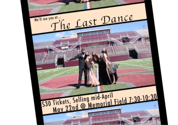 An image taken from the promotion video for the prom showcases senate members Dylan Bellissimo, Payton Treaster, Bayla Furmanek, and Emma Ryan(left to right) dressed up in formal attire on Memorial Field. 