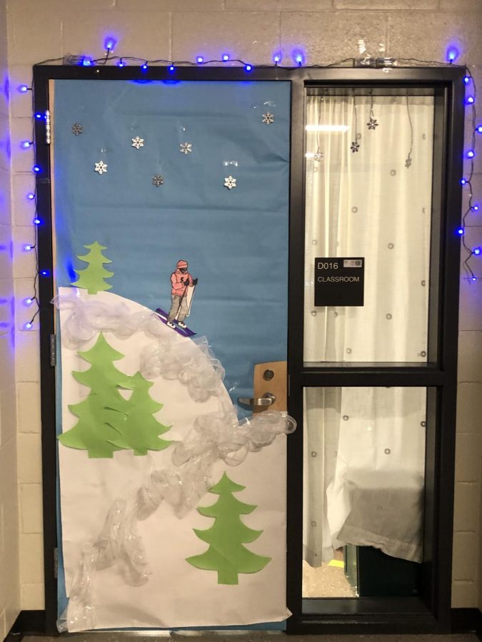The decorated door of Mrs. Dinsmore and her classes. 