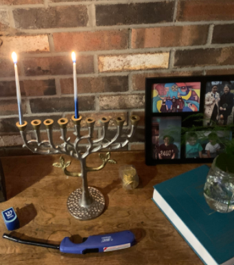 The Hanukkah setup of Sebastian Googins, a student from Thorton Academy. Taken on Nov. 24, 2021.