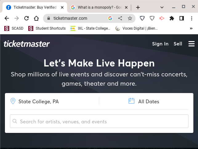 Ticketmaster is an online ticketing company that sells tickets to concerts, sports events, and other entertainment. Recently, politicians and fans were accusing the company of being a monopoly.