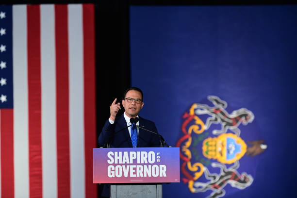 Democratic candidate Josh Shapiro speaks to supporters at Greater Philadelphia Expo Center on November 8, 2022 in Oaks, Pennsylvania after defeating Republican Senator Doug Mastriano in the run for governor. Photo courtesy of Getty Images.