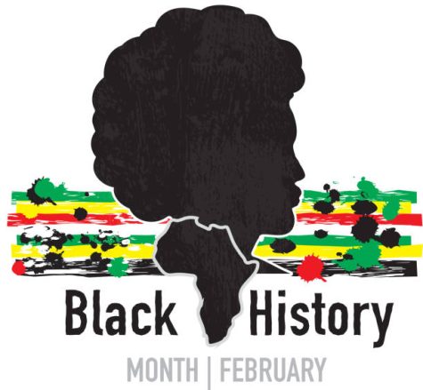 Black History month emblem, side view of an African-American Man. 