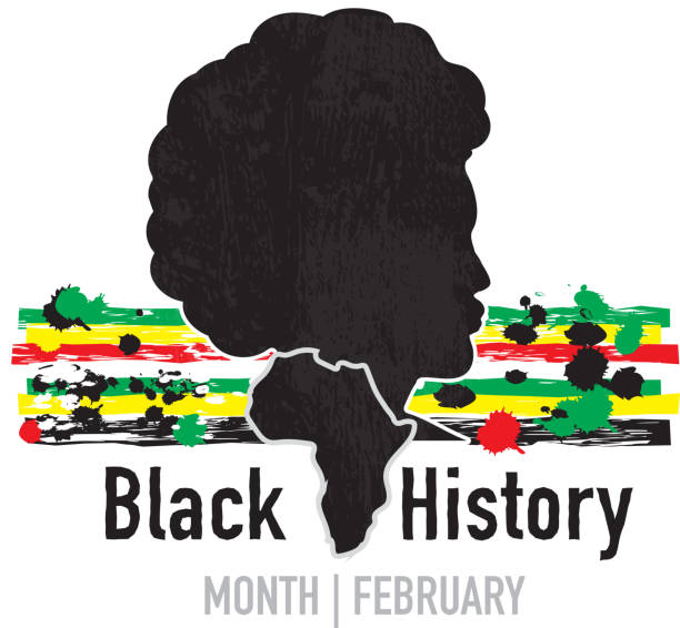 Black+History+month+emblem%2C+side+view+of+an+African-American+Man.+