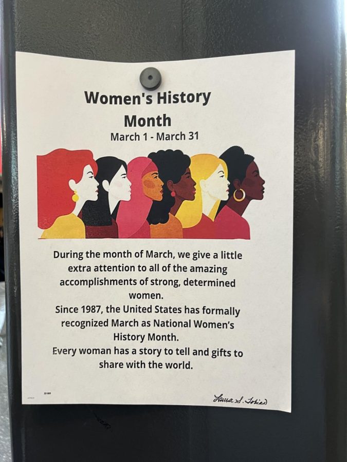 Throughout the halls and the hub of State High were posters that briefly described the purpose and history of Women’s History Month. Photographer: Avery Havird