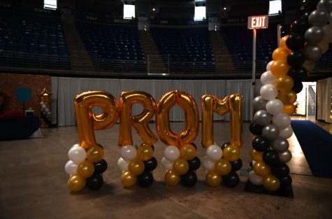 A viewpoint of the entrance to Senior Prom 2022, which took place in the Bryce Jordan Center. The 2022 theme was “Under The Lights”, which presented a starry-night ambiance for a night of fun for the senior class. 