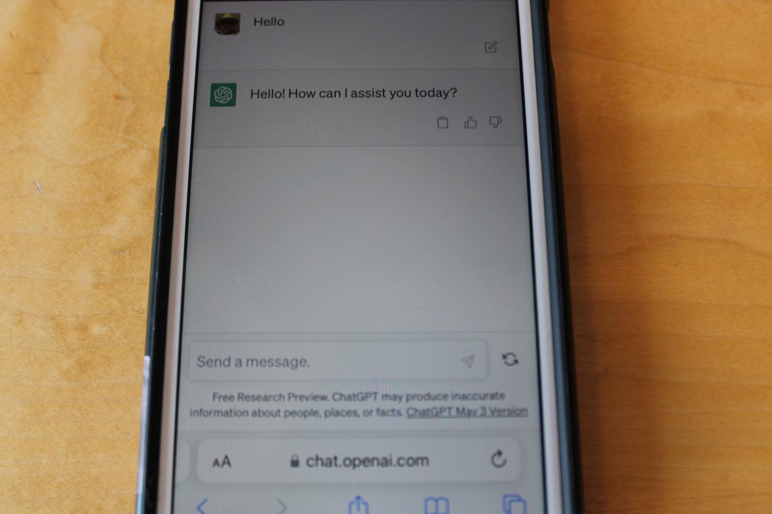ChatGPT is displayed on a student’s phone.