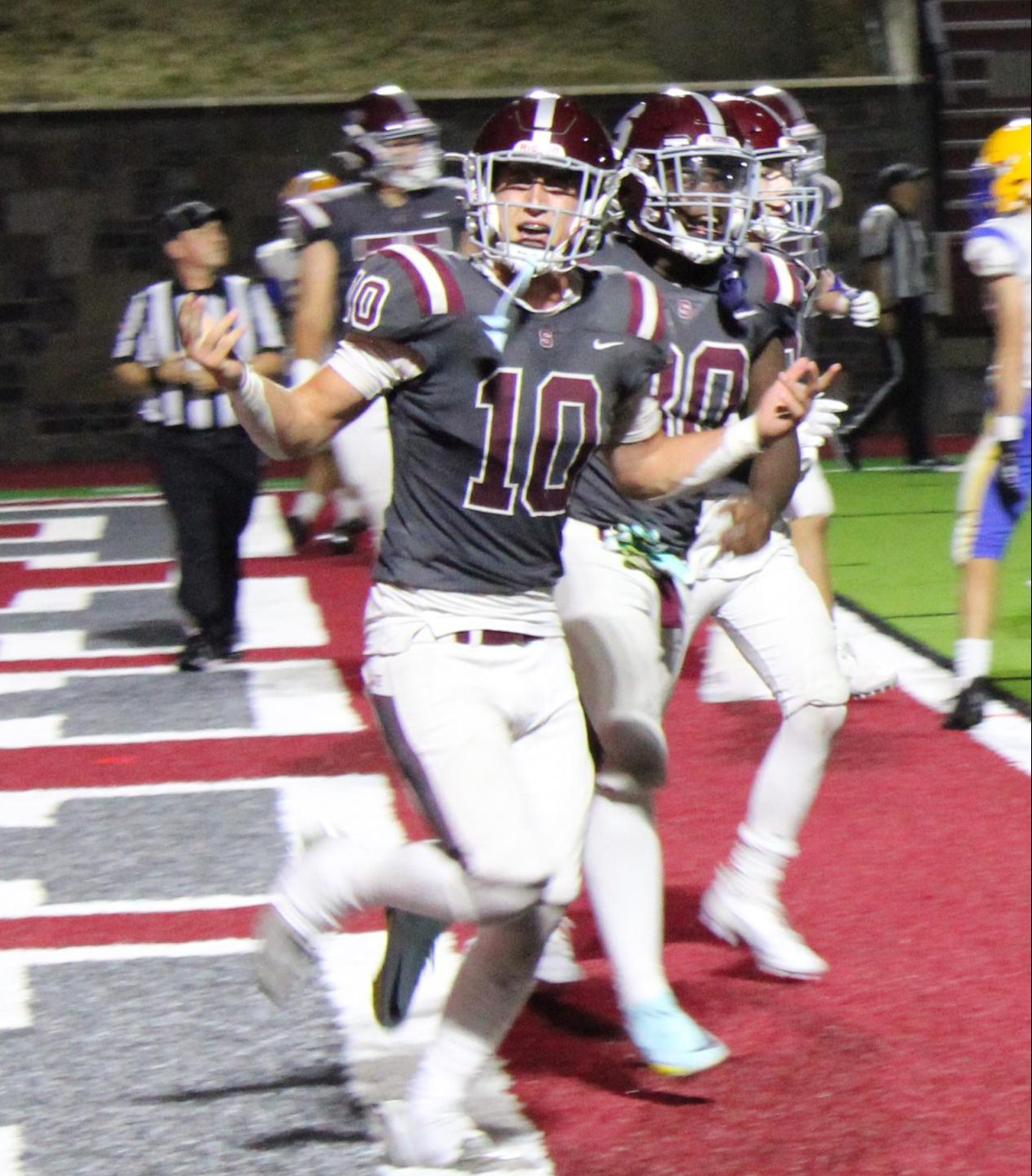 Michael Gaul celebrating a touchdown in the fourth quarter.