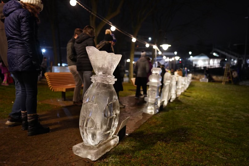 A group of ice sculptures on display at First Night. Photo courtesy of Amir Marvasti. 