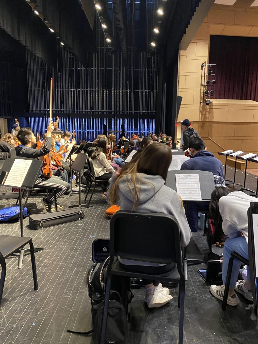 Advanced Orchestra doing their in person group audition. 