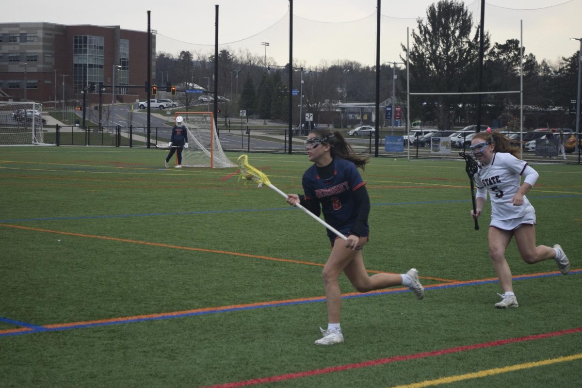 Junior Brynn Lally is after the ball in their pink game vs. Hershey, Friday, March 22nd, 2024 at State College’s North Turf. The Little Lions had a tough loss.