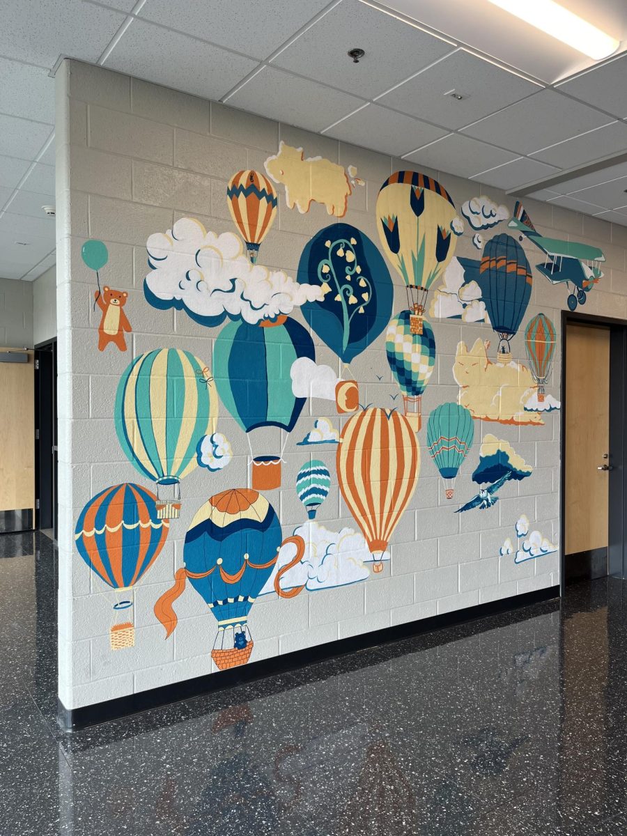 Mural created by the art club at State High, there is one on each level of C pod.