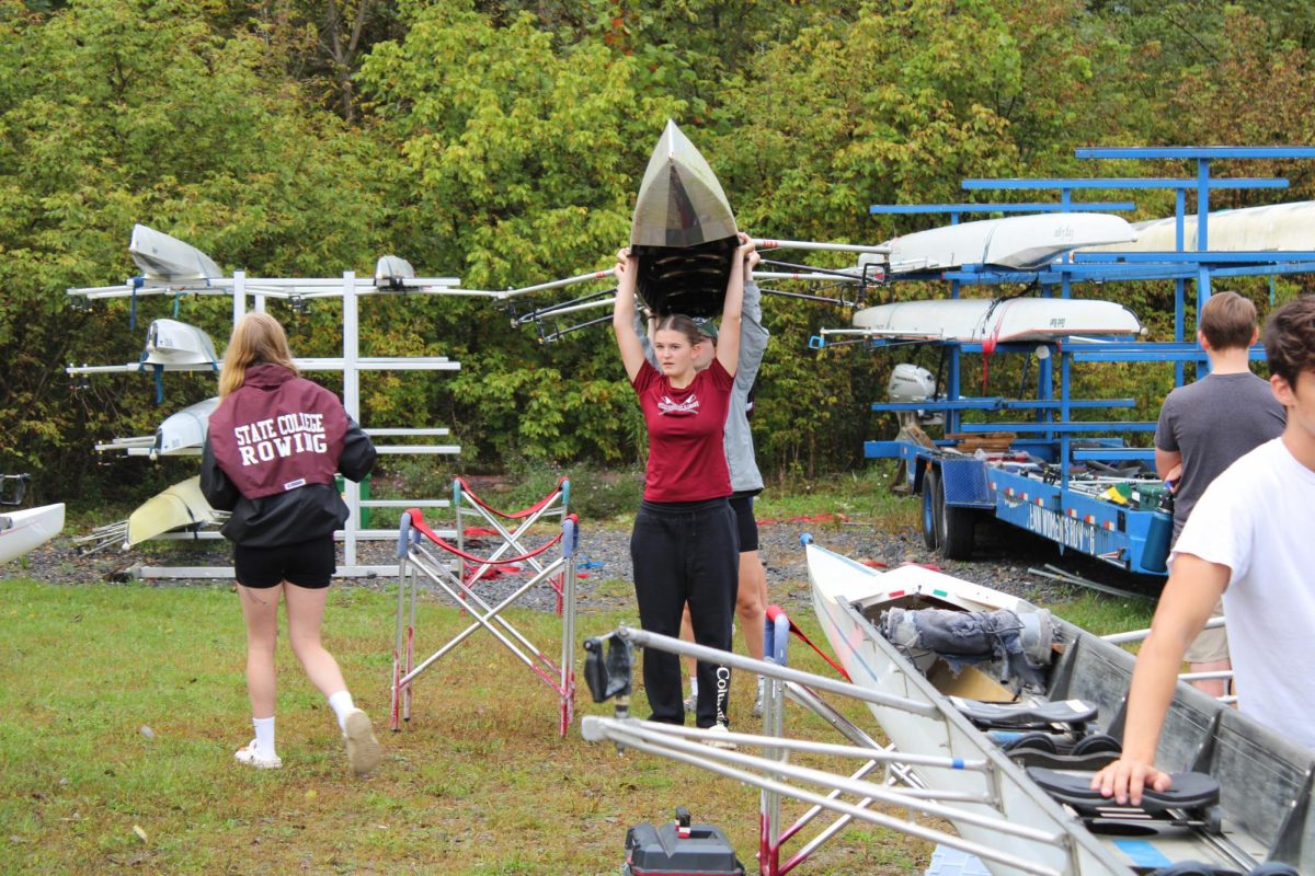 The State High girls 4 prepares to launch before the regatta - September 28, 2024