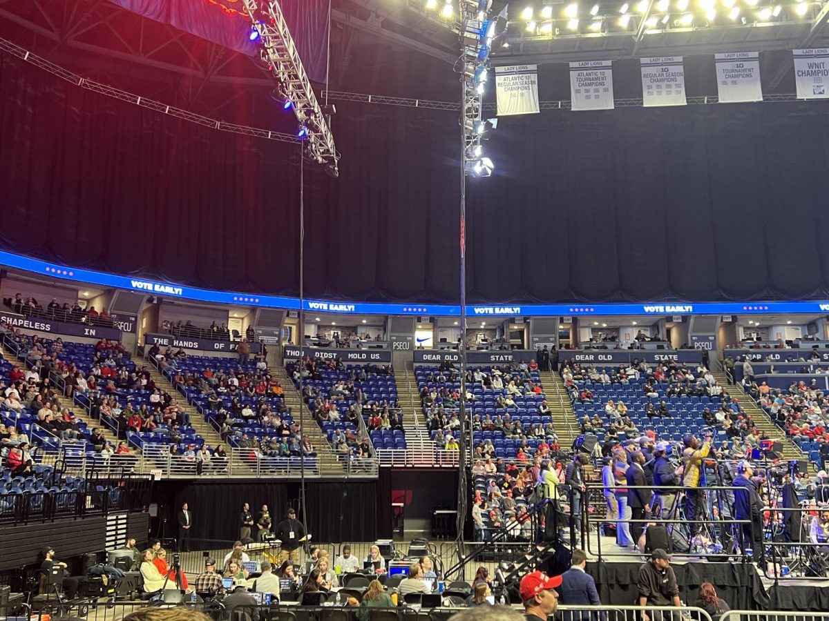 The crowd thins out at Trump's rally on Oct. 26 at the Bryce Jordan Center. 