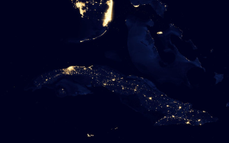 Cuba's light pollution seen from space. Photo courtesy of NASA.  