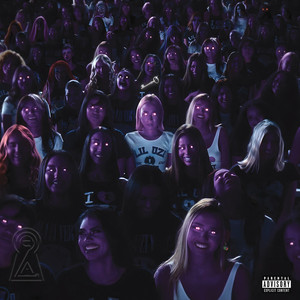 The album cover for Lil Uzi Vert's fourth studio album "Eternal Atake 2" features a crowd of people assumed to be at a concert looking towards the camera. Many of their eyes have been photoshopped to glow purple.