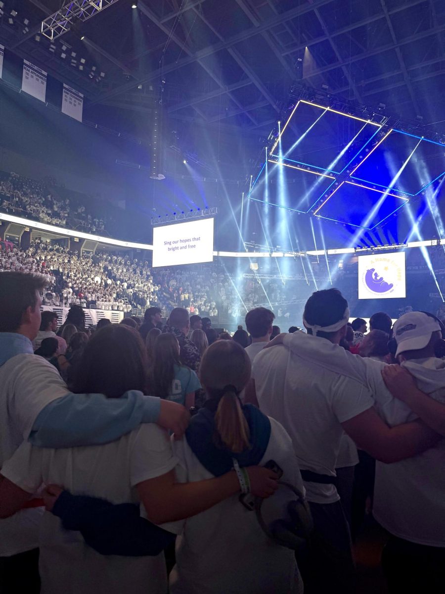 Penn State THON 2025 dancers come together to sing the Alma Mater.