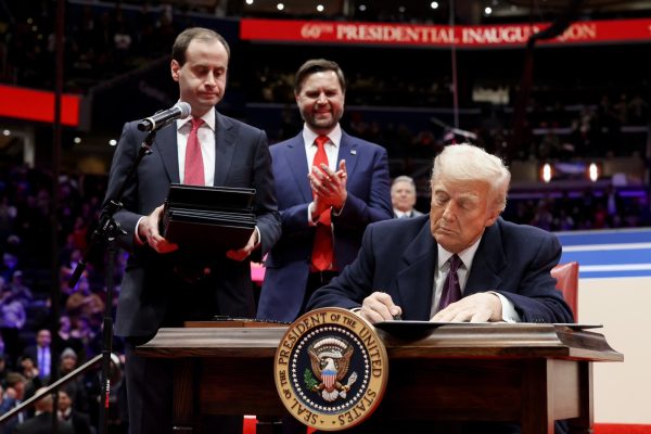 President Donald Trump signed 26 executive orders on his first day in office. Photo courtesy of Wikimedia Commons. 