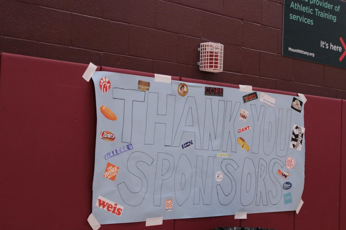 Thank you sponsor sign posted in the gym to acknowledge those who helped make this happen. 