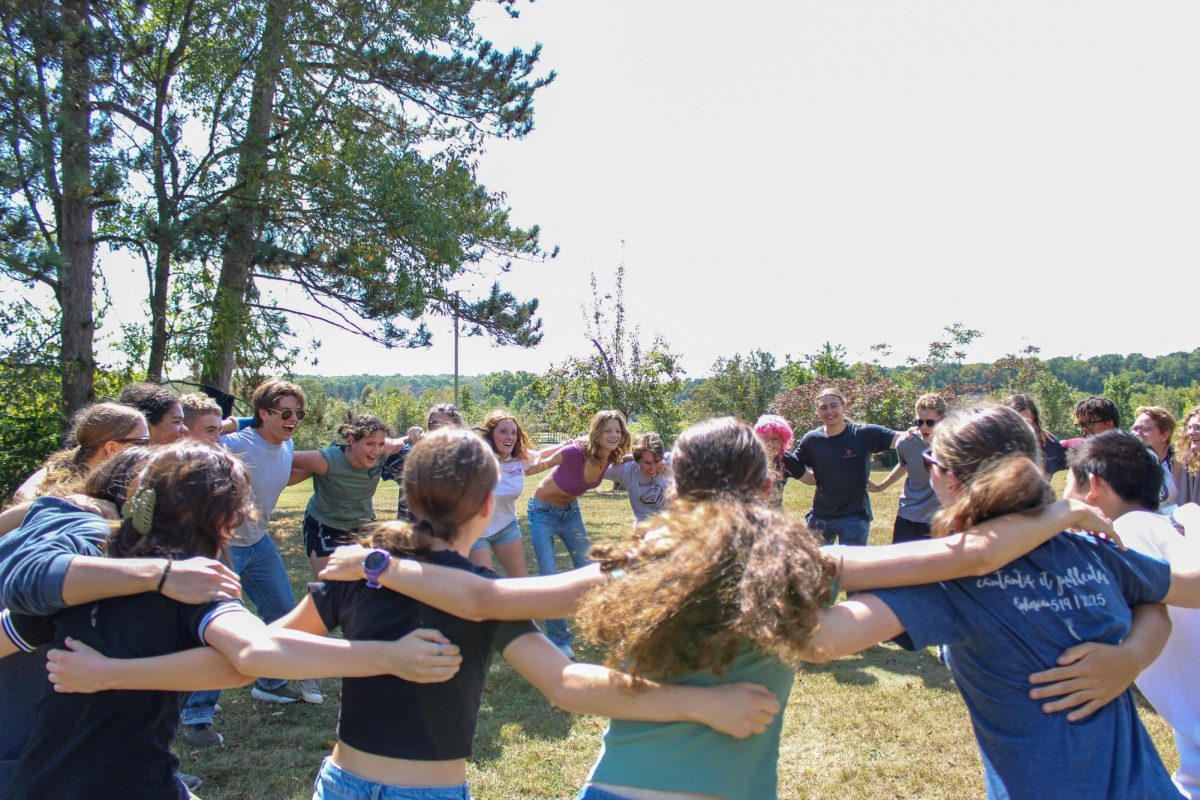State High's Choir Upperclassmen gather around chanting during a game of "capture the robe" at Choir Kickoff. "Choir is an opportunity to make many core memories and build friendships," Said Senior Ethan Swauger reflecting on going into his 4th year of choir at State High.