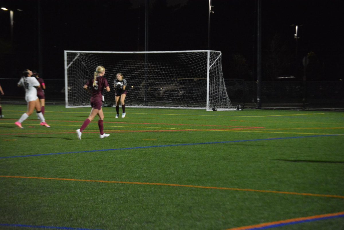 Senior Katy Schmeck (goalie) catches the ball before it can enter the net. Schmeck started playing goalie this year, and has worked hard to help her team and block the ball. Schmeck said how working hard was a takeaway for her. “One takeaway I'll remember is to always give 100% in everything, even when it could be an easy touch or something.”