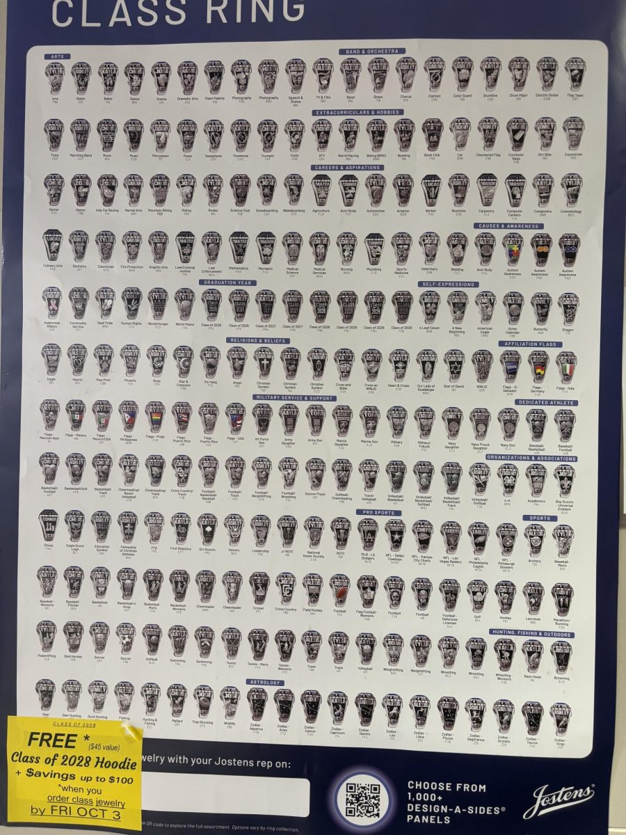 One of the many posters of the Jostens Rings hung up around State High.