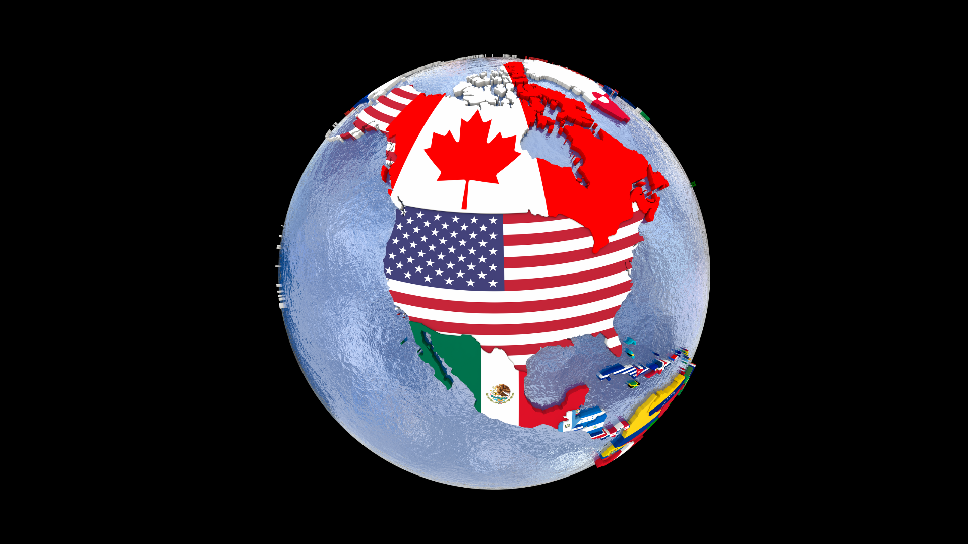 The world planet picture with flags on it instead of countries.