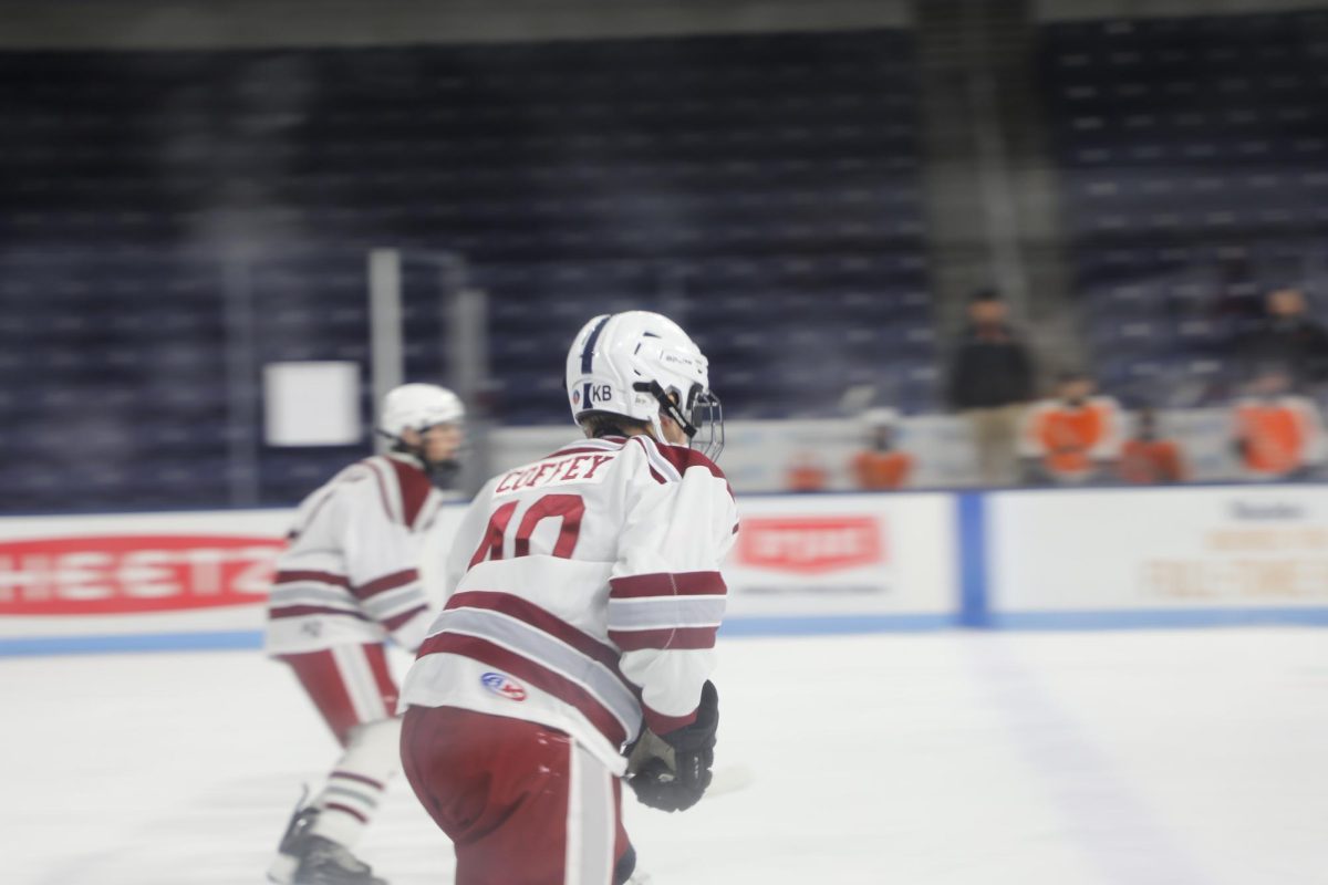 Rylen Coffey flies across the rink, chasing after the puck. “Every week we are improving and it’s fun to see how this team plays.”
