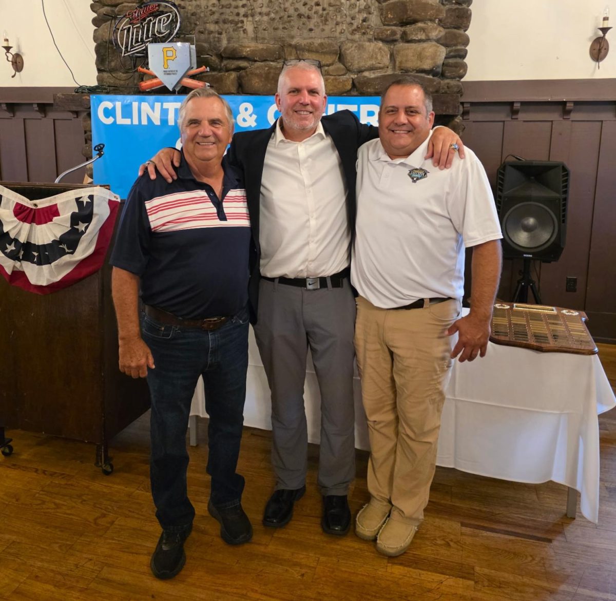 Dan Fravel poses with his dad and brother at the induction ceremony. Photo Courtesy of Dan Fravel.