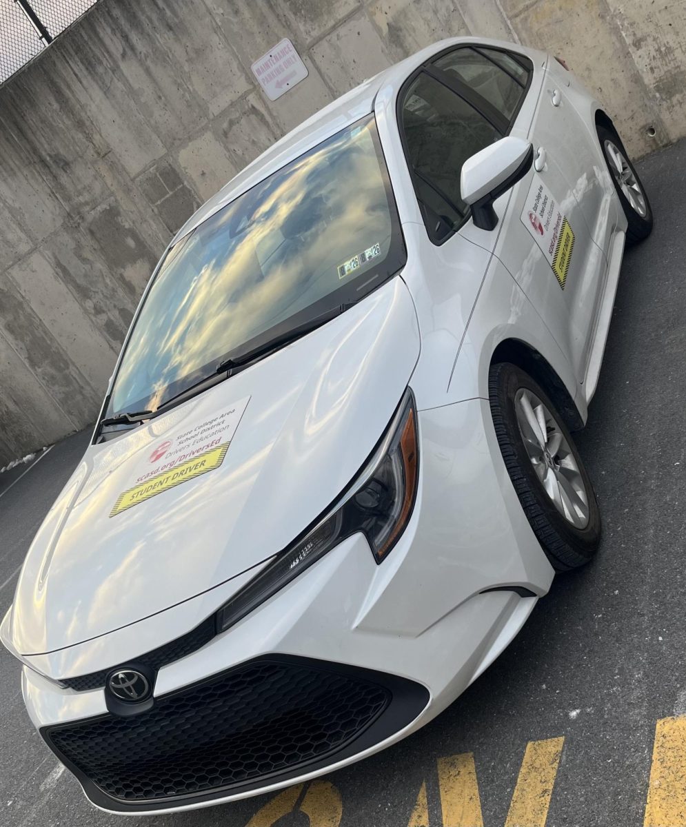 State High's driver's education car sits outside the school.