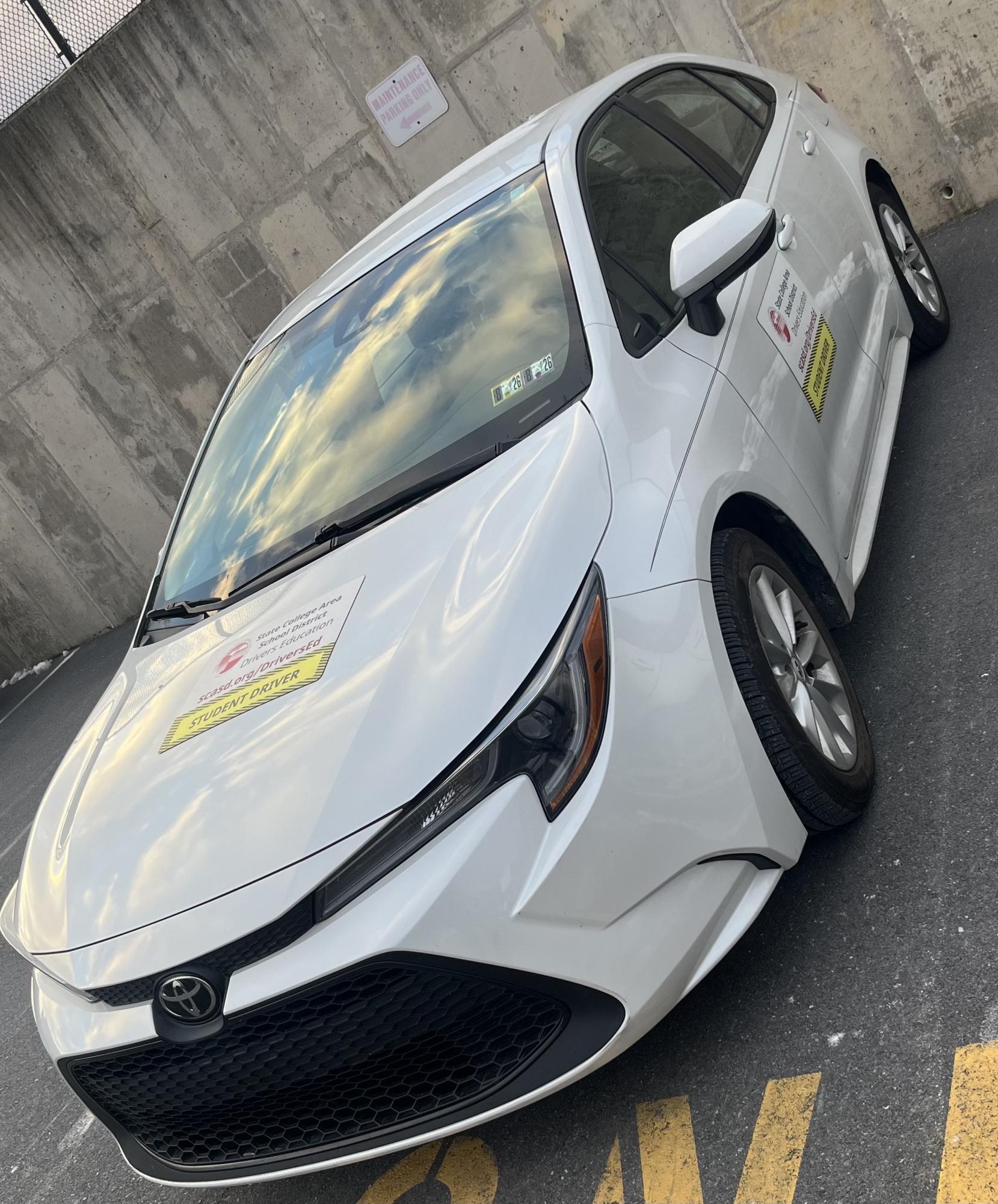 State High's driver's education car sits outside the school.