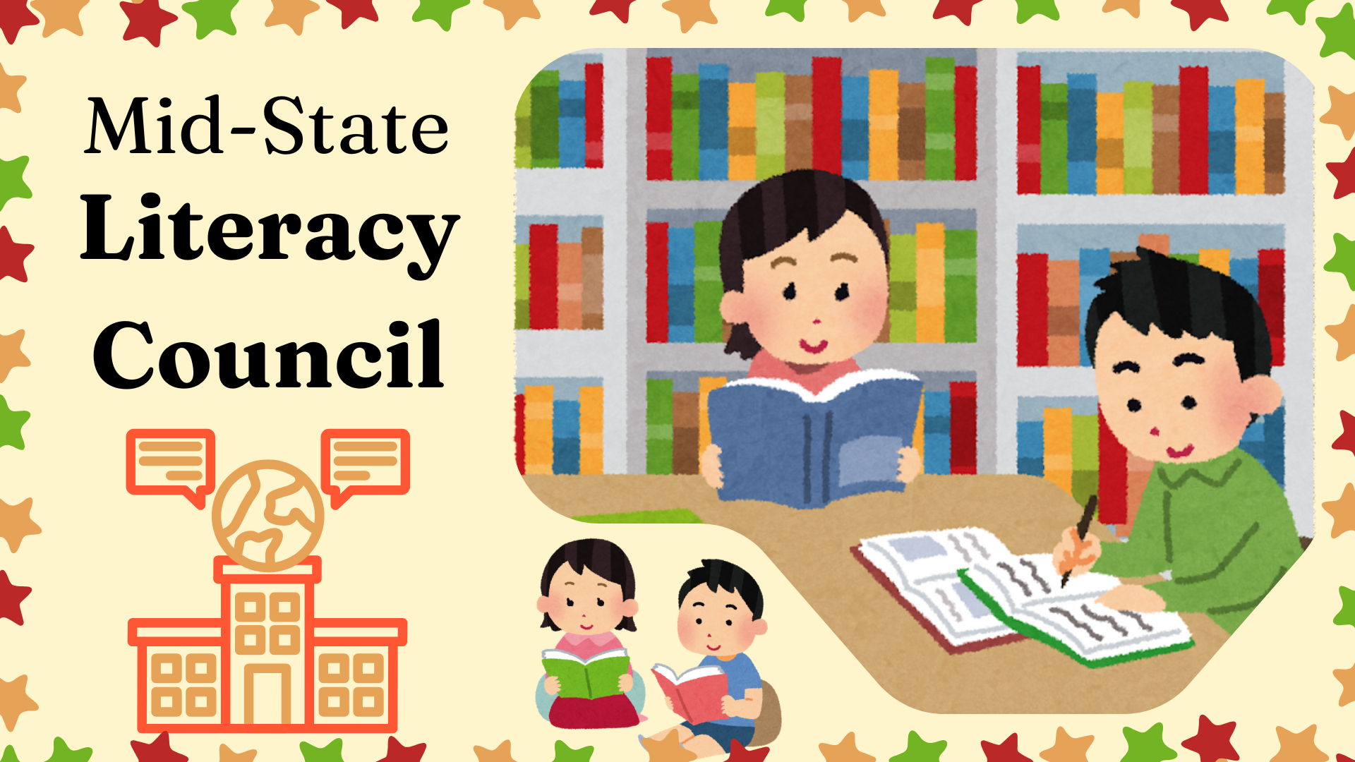 A Mid-State Literacy Council graphic displays a person receiving help.