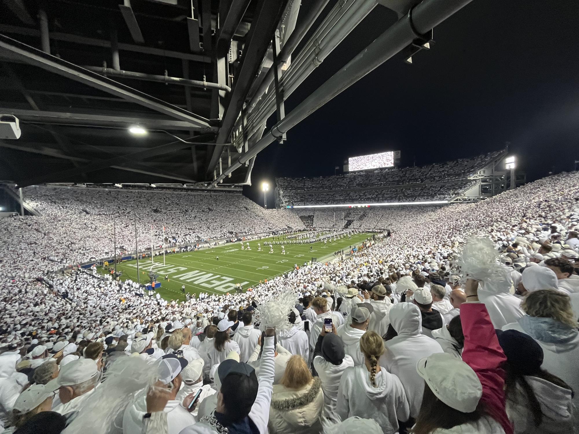 Penn State fans crowd Beaver Stadium on the night of the annual White Out game.