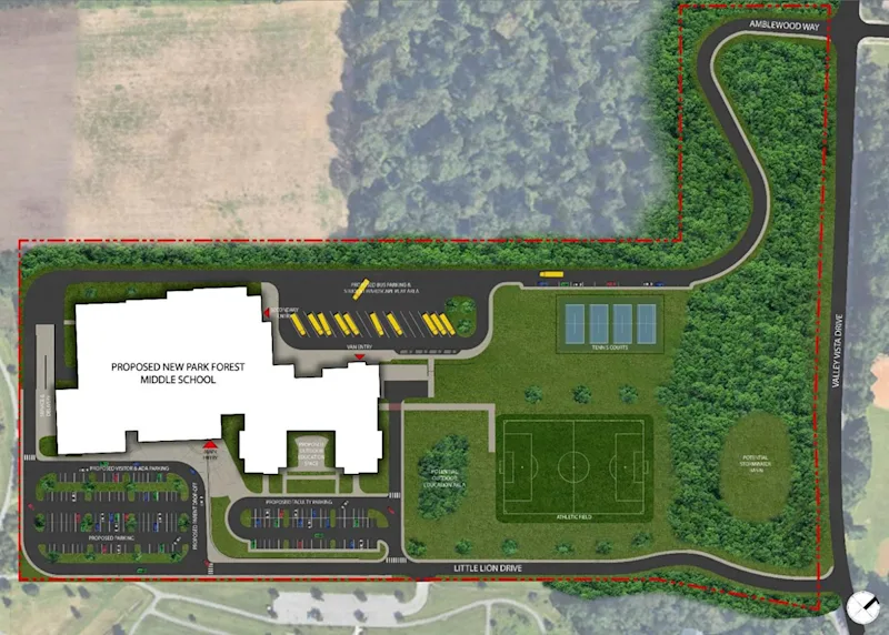 A blueprint of what the layout of what the new Park Forest Middle School will look like. 
https://facilities.scasd.org/building-projects/park-forest-middle-school/park-forest-middle-school-building