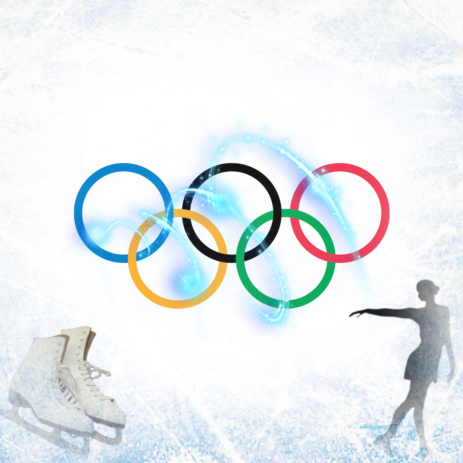 Graphic includes the Olympic rings and a figure skater.