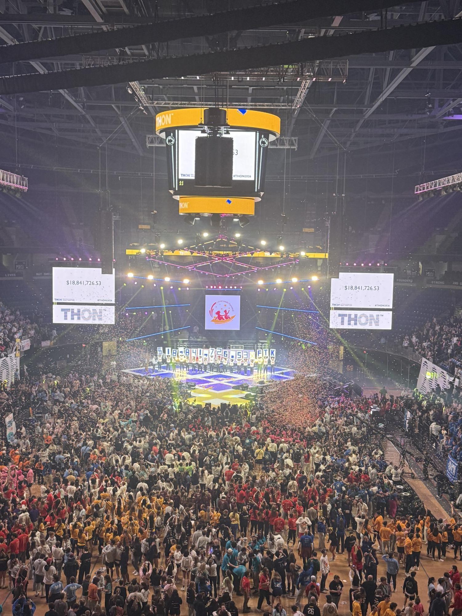 Live capture of THON's reveal on the amount of money raised. Photo courtesy of Brooke Baitinger.