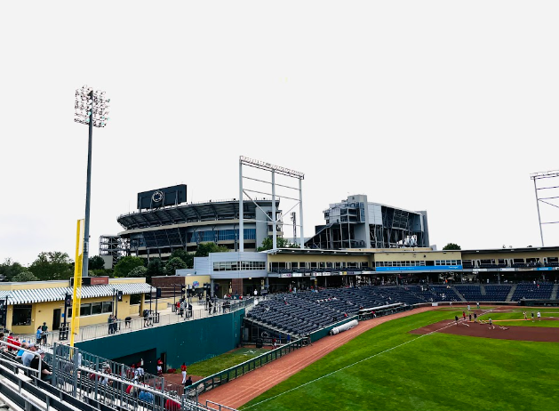  A shot capturing the beautiful Medlar Field with the historic Beaver Stadium in the background.
