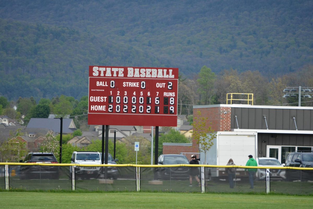 The scoreboard shows the official results of the game. State High won nine runs to Central Dauphin’s eight runs.